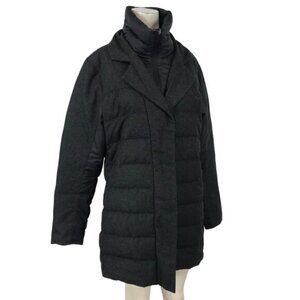 NAU ~ WOMENS LARGE ~ GRAY FULL ZIP DUSTER COAT JACKET ~ DOWN FILLED